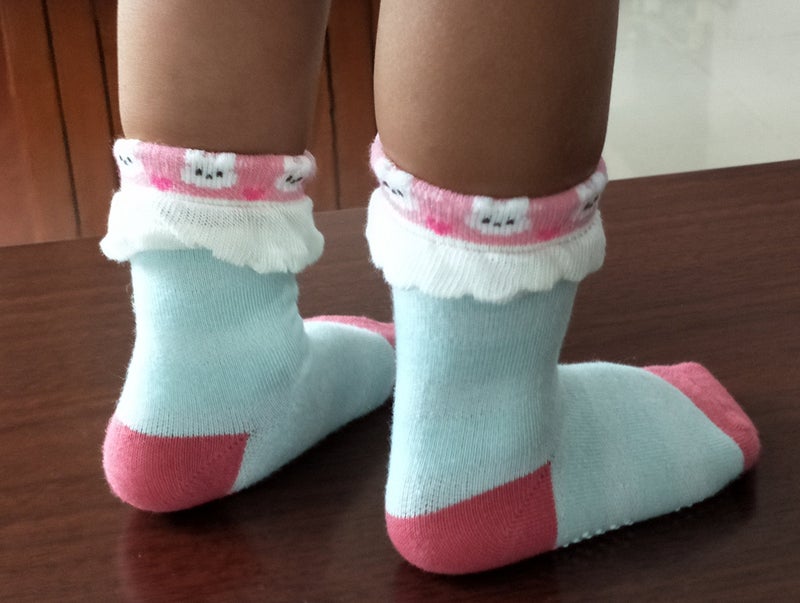 RATIVE Non Skid Anti Slip Cotton Dress Crew Socks With Grips For Baby Infant Toddler Kids Girls (3-5T, RG-726727) - Image 3